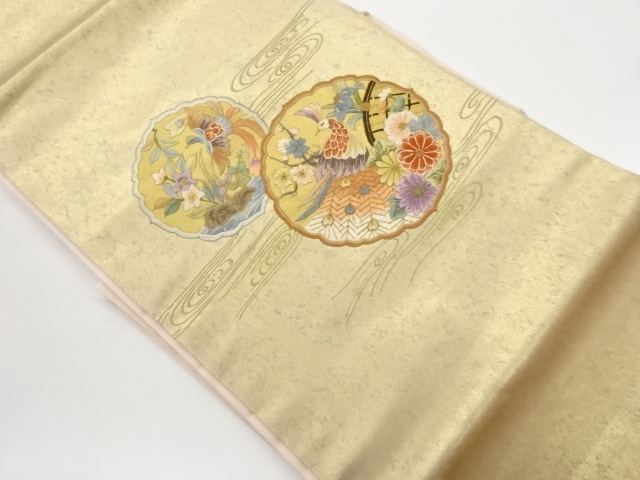 JAPANESE NAGOYA OBI / EMBROIDERY / PEACOCK
